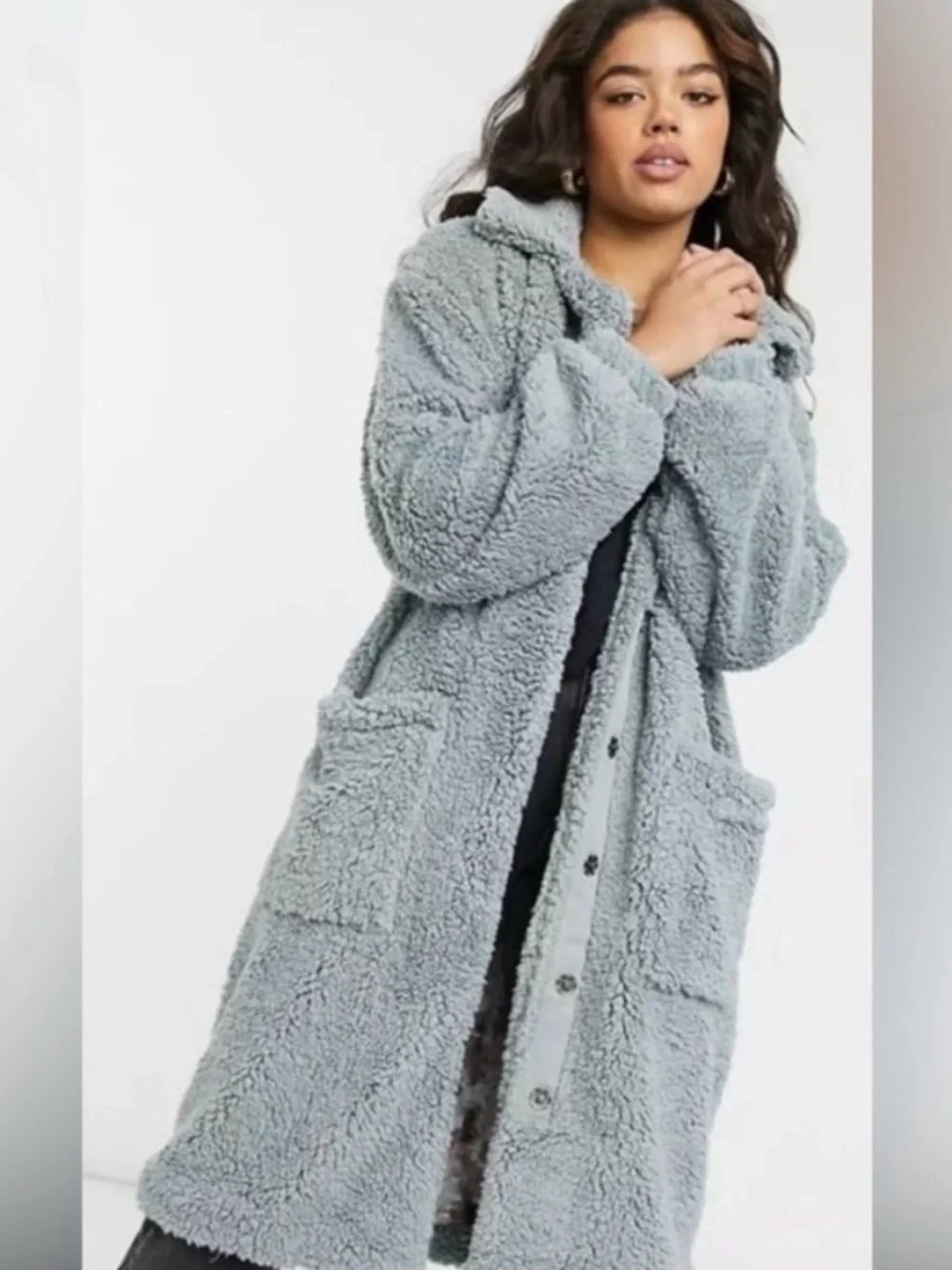Free People Tessa Teddy Coat – Gray – Size Small – Like New